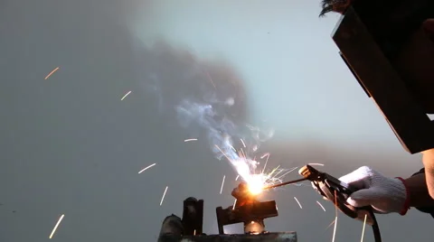 Worker welding steel. Stock Footage 46218939