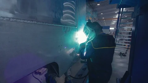 Worker Welding Steel Stock Footage 127268291