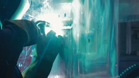 Worker Welding Steel Stock Footage 127268338