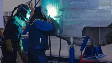 Worker Welding Steel Stock Footage 127268430