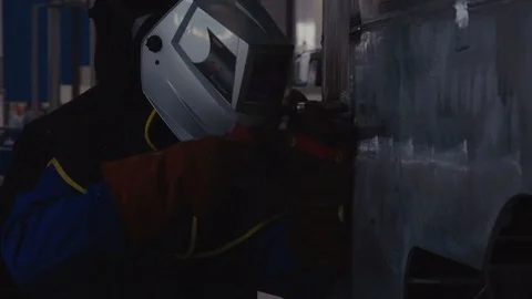 Worker Welding Steel Stock Footage 127269019