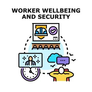 Worker wellbeing and security concept illustration Stock Illustration
