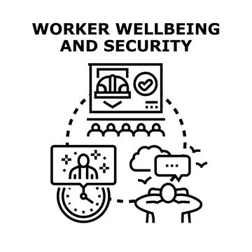 Worker wellbeing and security concept illustration Stock Illustration
