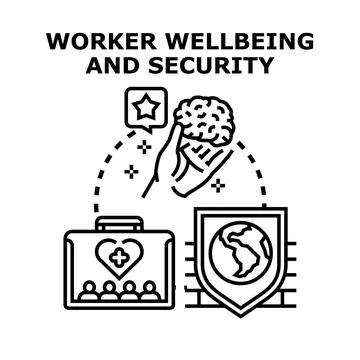 Worker wellbeing and security providing employment protection concept Stock Illustration