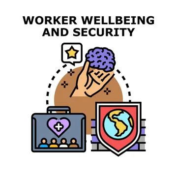 Worker wellbeing and security providing employment protection concept Stock Illustration