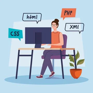 Worker woman of developer web イラスト素材