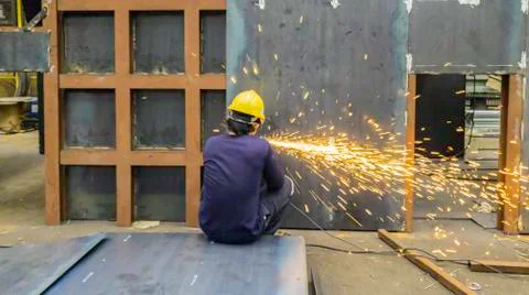 Worker work in construction site, Grinding and welding work, Maintainence tea Foto stock