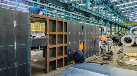 Worker work in construction site, Grinding and welding work, Maintainence tea Foto stock