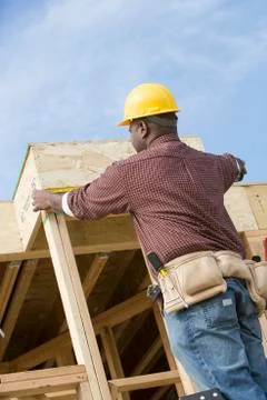 Worker Working At Construction Site Stock Photos