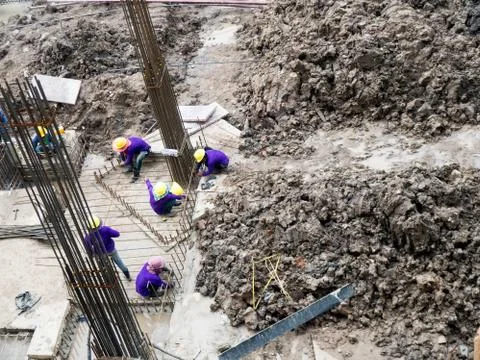 The worker is working on construction site Stock Photos