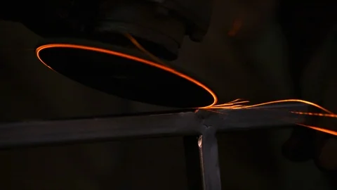 Worker Working With Grinding Tool In The Factory Stock Footage 112768403