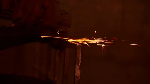 Worker Working With Grinding Tool In The Factory Stock Footage 121187797