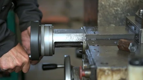 A worker working on a lathe Stock Footage 95102825