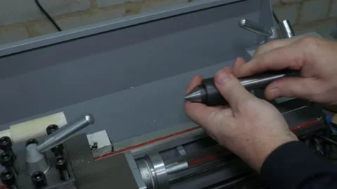 Worker Working On Lathe Stock Footage 223378791