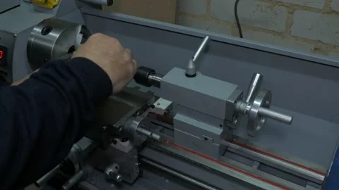 Worker Working On Lathe Stock Footage 223378796