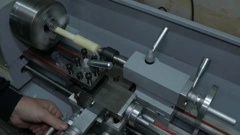 Worker Working On Lathe Stock Footage 223378825