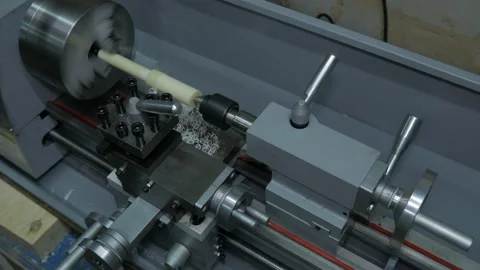 Worker Working On Lathe Stock Footage 223378826