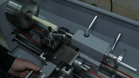 Worker Working On Lathe Stock Footage 223378845