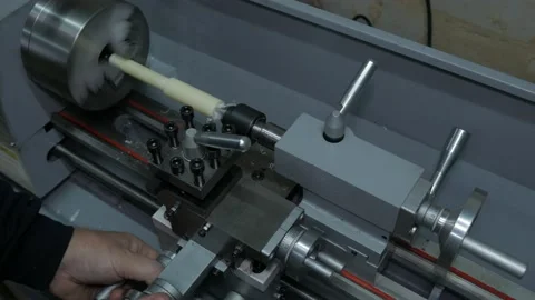Worker Working On Lathe Stock Footage 223378846