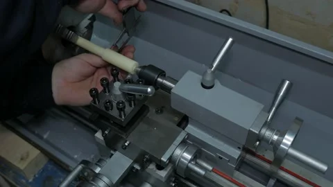 Worker Working On Lathe Stock Footage 223378848