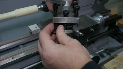Worker Working On Lathe Stock Footage 223378886