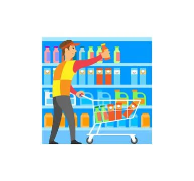 Worker Working at Shop Store Merchandize Vector Stock Illustration