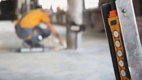 The worker works at the construction site Stock Footage 79657852
