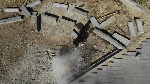 Worker works at a construction site. Stock Footage 118162933