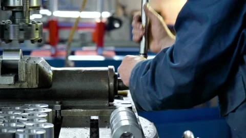 Worker works on milling machine Stock Footage 166271247