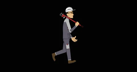Worker with a wrench walk cycle. Video stock 128877648