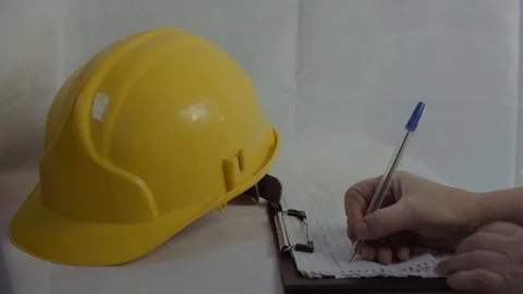 Worker writes up notes on clip board medium shot Stock Footage 126607116