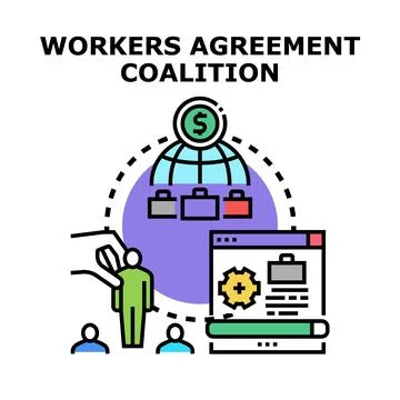 Workers agreement coalition concept for global business partnership Stock Illustration