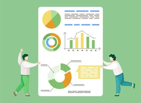Workers analysing statistic, financial analytics, strategy, plan, graph, chart Ilustración de archivo