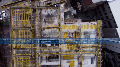 Workers and crane on the building construction Stock Footage 237853372