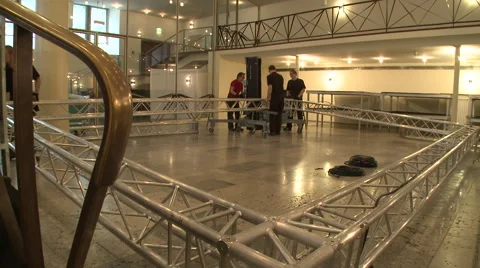 Workers and Cross Bars Stock Footage 64115665