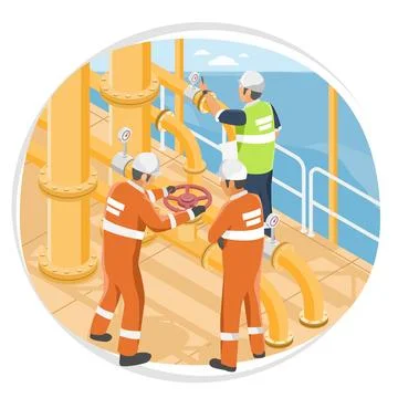 Workers and Engineer on Oil and Gas industry production 스톡 일러스트