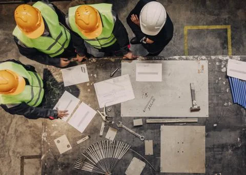 Workers and manager with documents Stock Photos