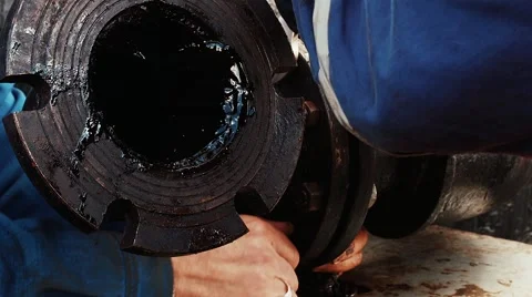 The workers and oil pipe Stock Footage 48185951