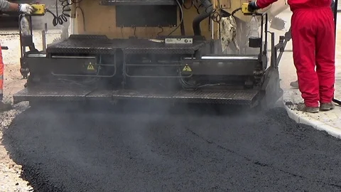 Workers Apply Asphalt To Road Construction Laying Surface Repair Crew Worker Stock-Footage 102436806
