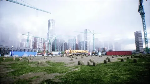 Workers are actively involved in the construction. 4k animation. Stock Footage 328524777