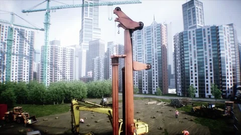 Workers are actively involved in the construction. 4k animation. Stock Footage 328539975