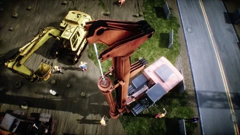 Workers are actively involved in the construction. 4k animation. Stock Footage 328540212