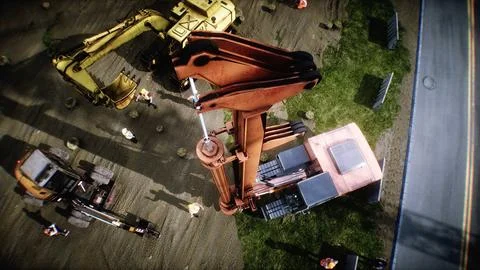 Workers are actively involved in the construction of a multi-story building Stock Illustration