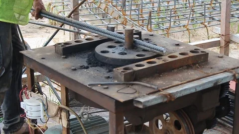Workers are bending iron Stock Footage 91243792
