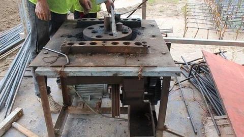 Workers are bending iron Stock Footage 91244062