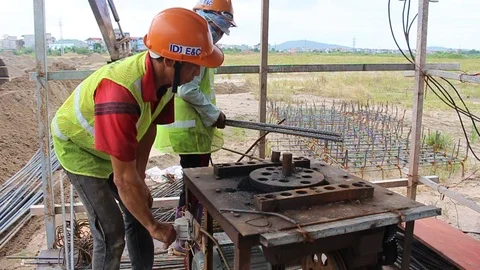 Workers are bending iron Stock Footage 91244560