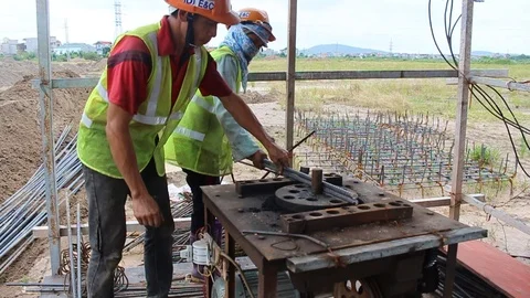 Workers are bending iron Stock Footage 91244698
