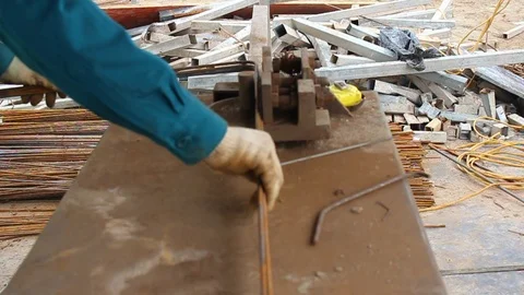 Workers are bending iron Stock Footage 91244750