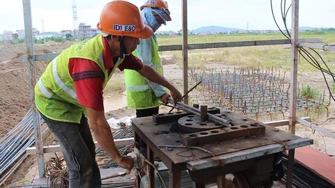 Workers are bending iron Stock Footage 91244995