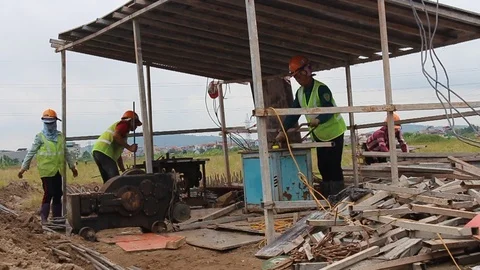 Workers are bending iron Stock Footage 91245547